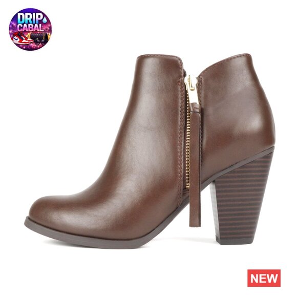 Tassel Zip Chunky Heel Bootie with Imitation Suede - Picture 1 of 6